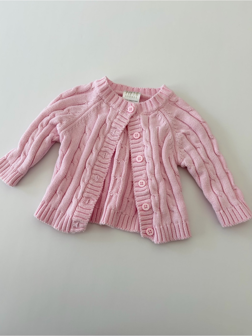 Baby girl pink cable knit sweater cardigan